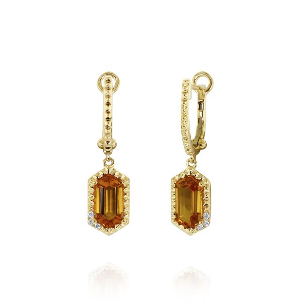 Hexagon Citrine Drop Earrings