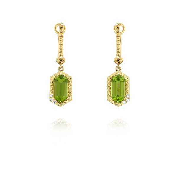 Hexagon Peridot Drop Earrings - Image 2