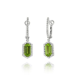 Hexagon Peridot Drop Earrings