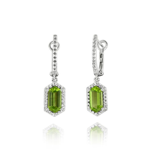 Hexagon Peridot Drop Earrings