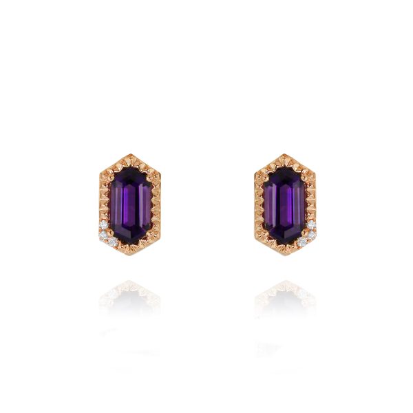 Hexagon Amethyst Studs - Image 2