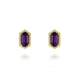 Hexagon Amethyst Studs