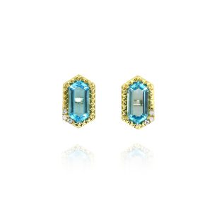 Hexagon Swiss Blue Topaz Studs