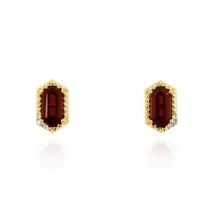 Hexagon Red Garnet Studs