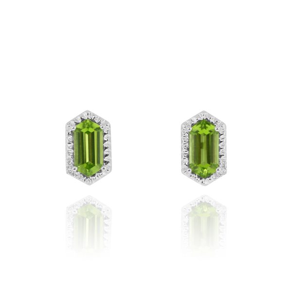 Hexagon Peridot Studs - Image 2