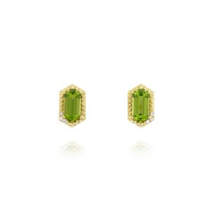 Hexagon Peridot Studs