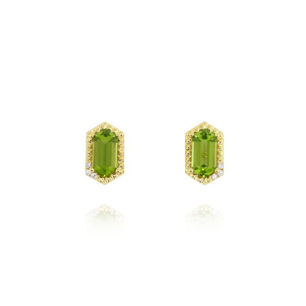 Hexagon Peridot Studs
