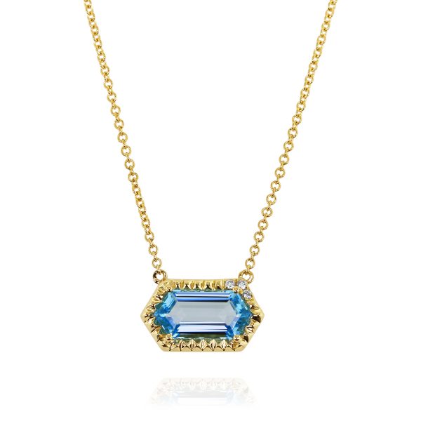 Hexagon Blue Topaz Pendant - Image 2