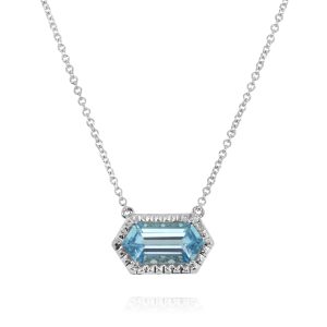 Hexagon Blue Topaz Pendant