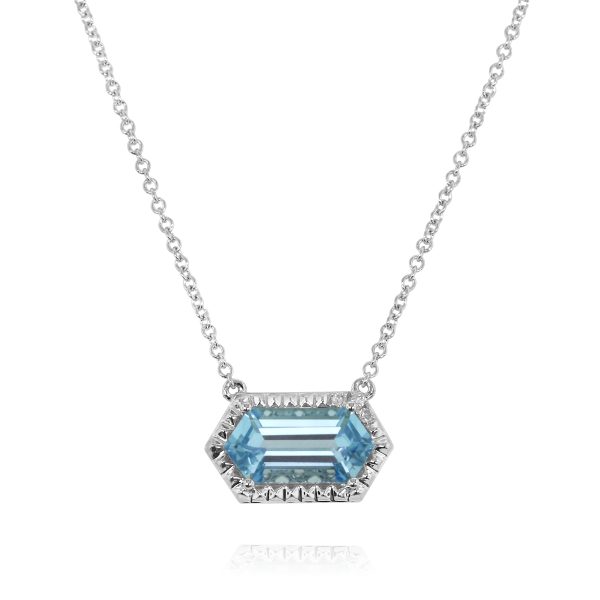 Hexagon Blue Topaz Pendant