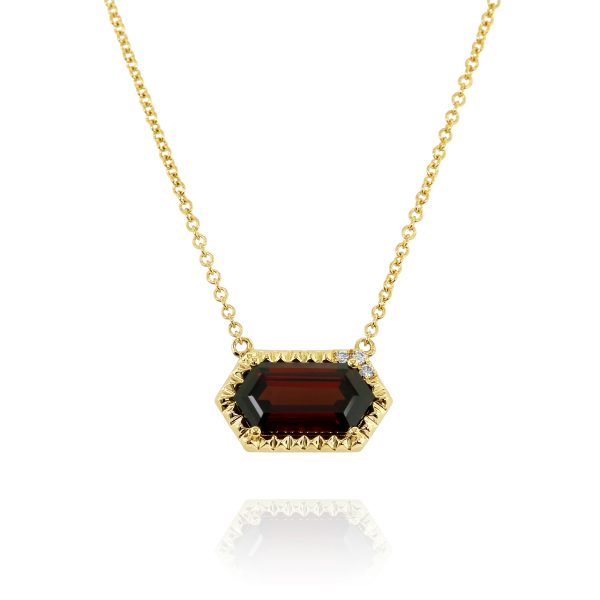 Long Hex Red Garnet Pendant - Image 3