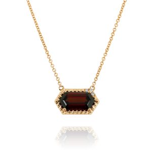 Long Hex Red Garnet Pendant