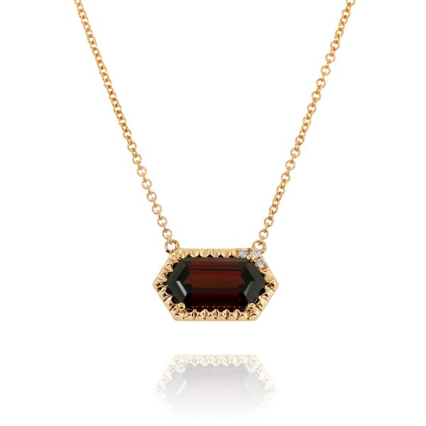 Long Hex Red Garnet Pendant