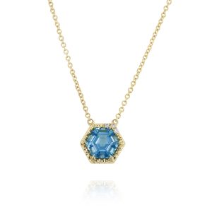 Hexagon Swiss Blue Topaz Pendant