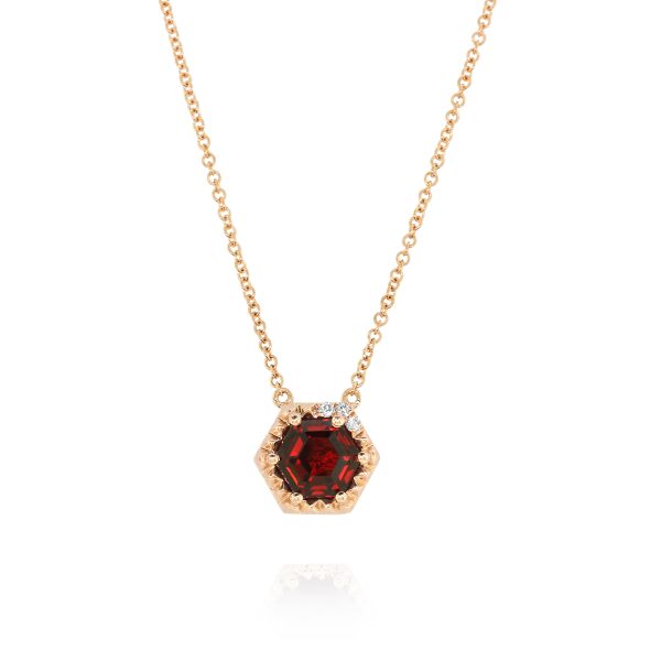 Hexagon Red Garnet Pendant - Image 2