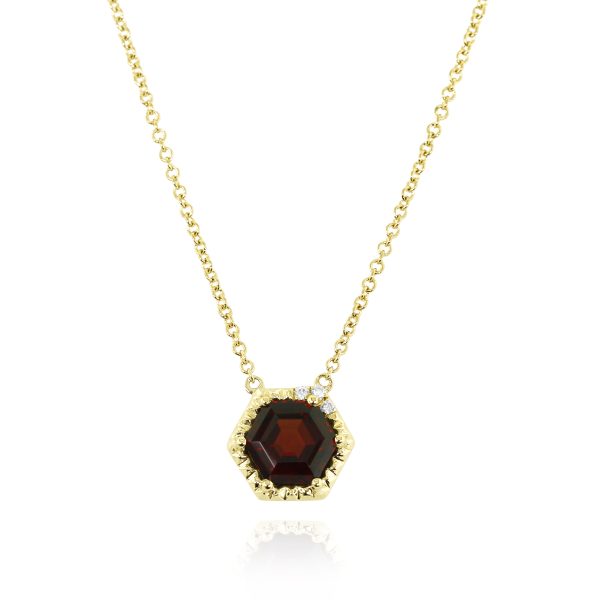 Hexagon Red Garnet Pendant - Image 3