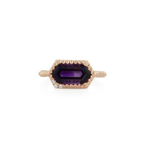 Long Hex Amethyst Ring