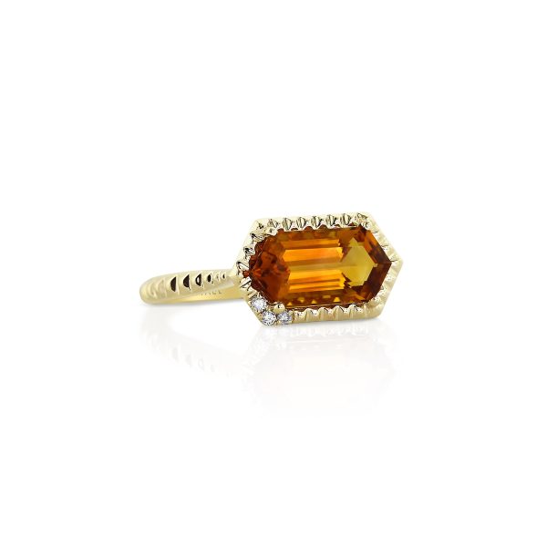 Long Hex Citrine Ring - Image 2