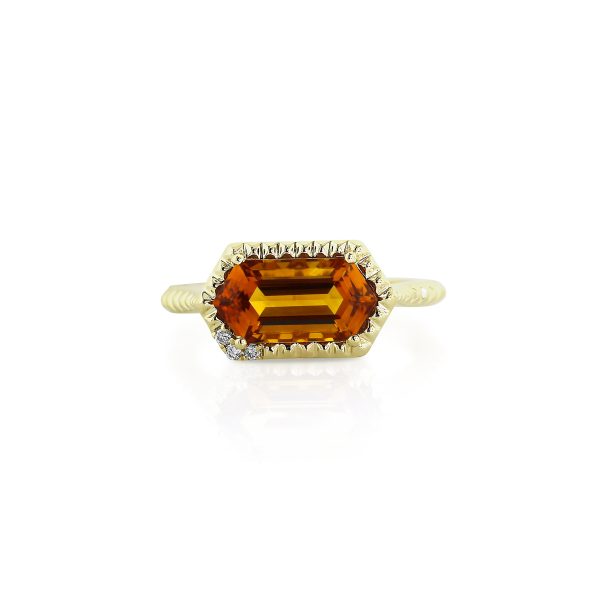 Long Hex Citrine Ring