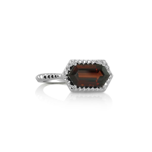 Long Hex Red Garnet Ring - Image 2