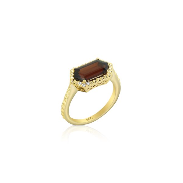 Long Hex Red Garnet Ring - Image 5