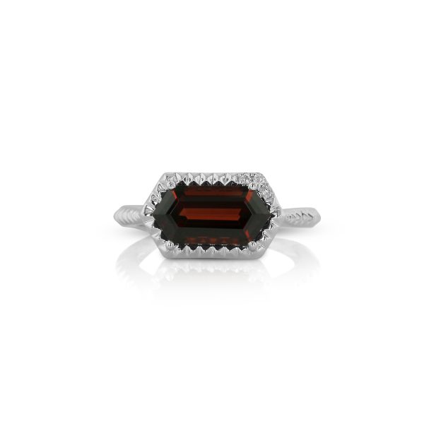 Long Hex Red Garnet Ring