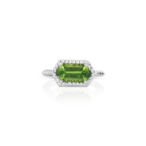 Long Hex Peridot Ring