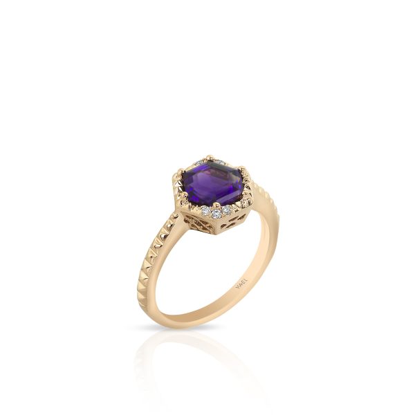 Hexagon Amethyst Ring