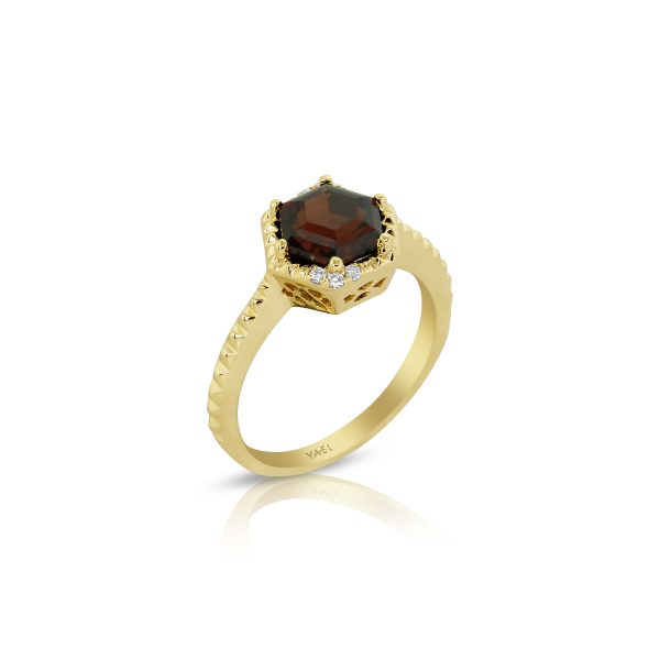 Hexagon Red Garnet Ring