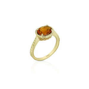 Oval Citrine Diamond Ring