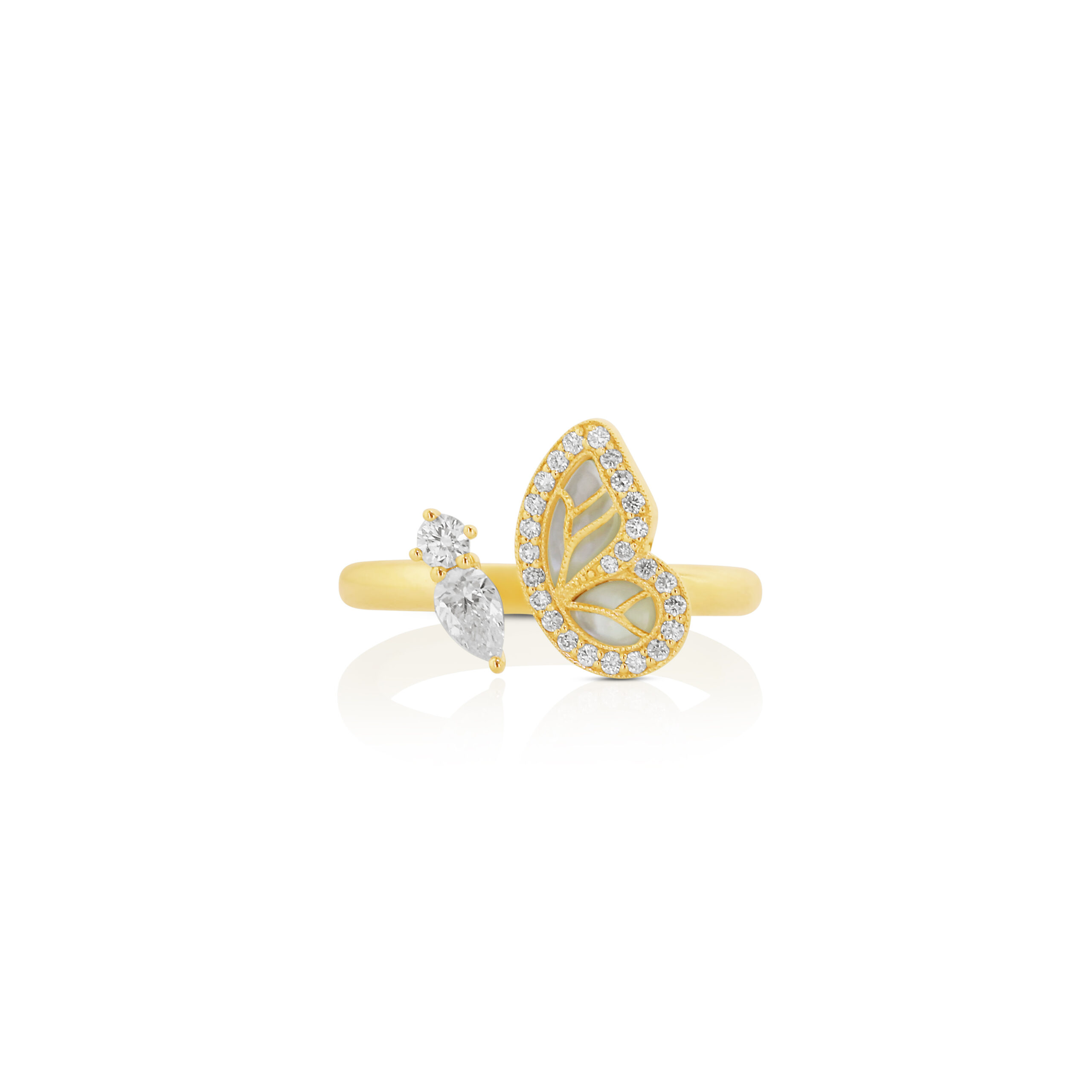 Butterfly Mother of Pearl and Diamond Ring