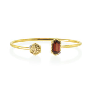 Hexagon Garnet and Diamond Cuff Bracelet